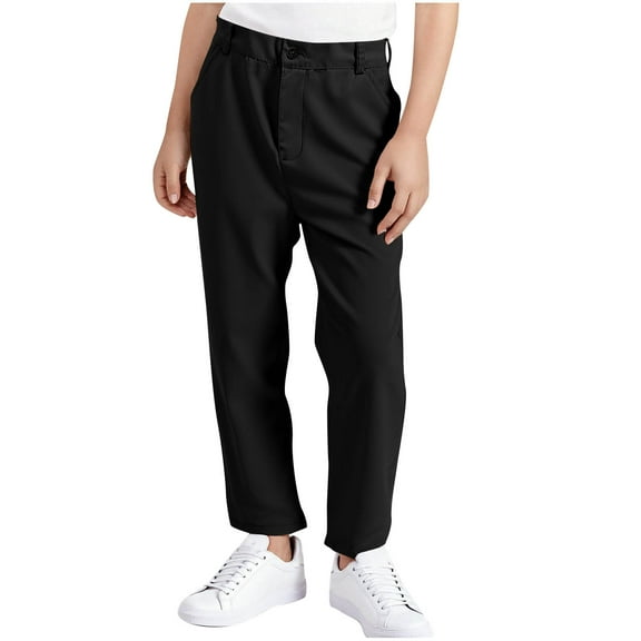 Boys School Uniform Dress Pants, Stretch Straight Chino Pants for Classroom Wear Big Kids 3-16 Years