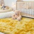 thumbnail image 5 of ZENELESS 9'x12' Tie-Dye Yellow Plush Shaggy Rug, Extra Large Soft Indoor Modern Fluffy Carpet for Stylish Home Decor, 5 of 7
