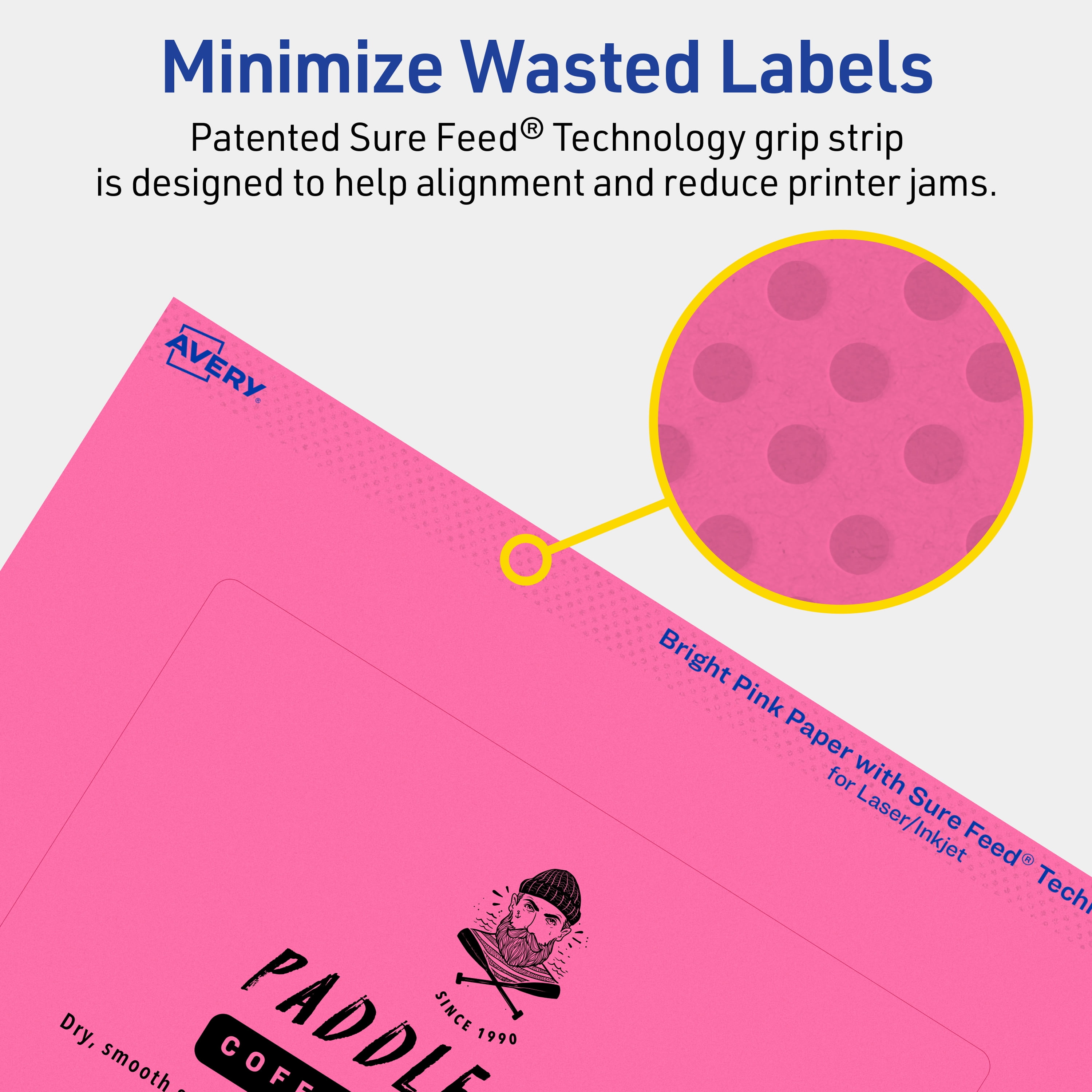 Avery Printable Rectangle Labels, Bright Pink, 4" x 6", 80ct