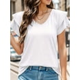 thumbnail image 4 of Weardear Womens Tops Casual Summer Ruffle Sleeve V Neck T-Shirts Loose Tunic Tops, S-XXL, 4 of 6