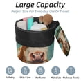 thumbnail image 2 of PhooArto Large Barrel Drawstring Makeup Bag, Calf Teal Wooden Travel Cosmetic Bag Portable Make Up Organizer Bag, 2 of 6