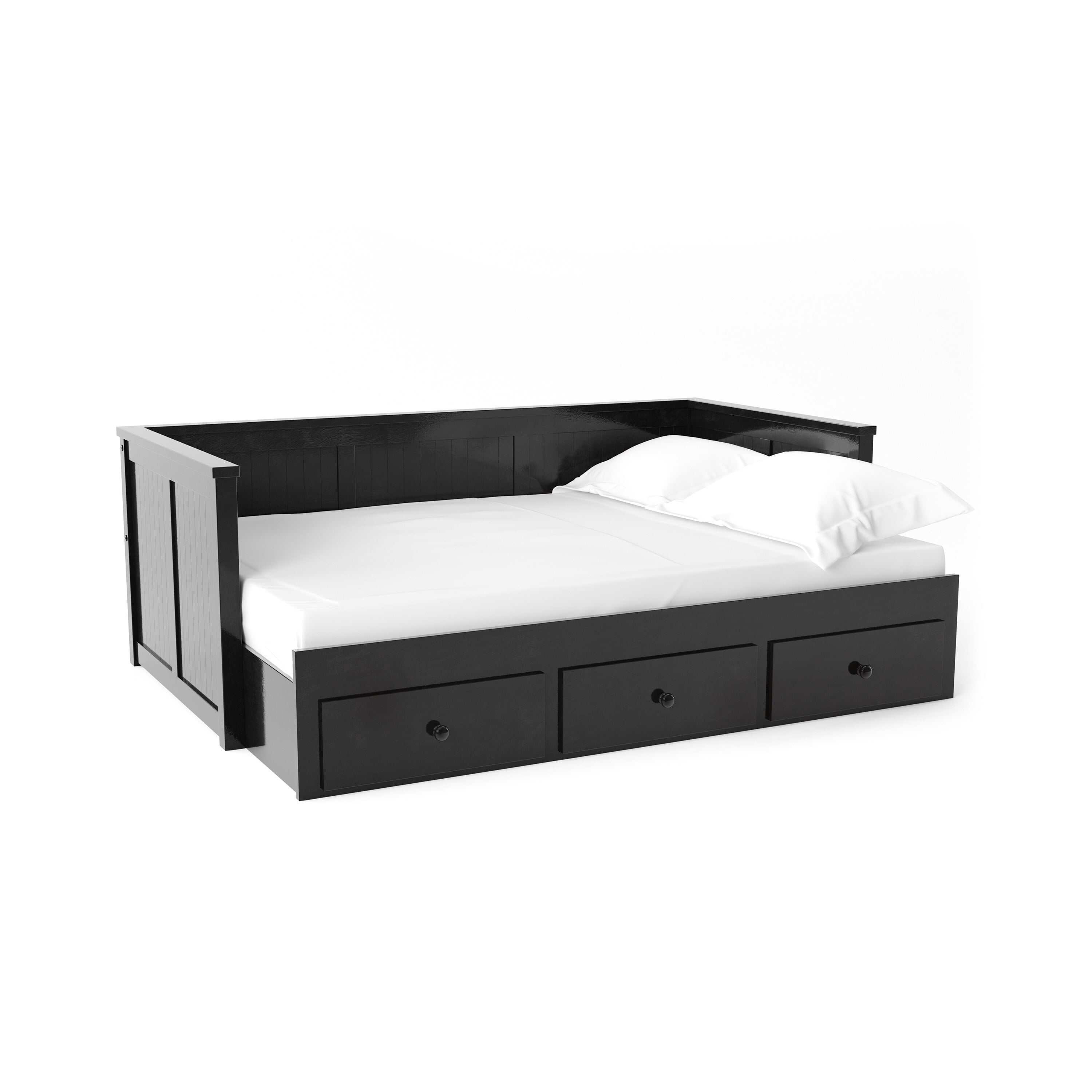 Furniture of America Daja Cottage Full Solid Wood Storage Daybed Black