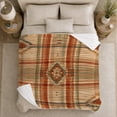 thumbnail image 5 of Southwestern Geometric Medallion Autumn Accent, Cozy Artistic Scene, Warm Flannel Blanket for Ranch House and Living Room, Animal Lovers Thanksgiving Gift, Artistic Home Decor, 5 of 9