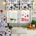 thumbnail image 5 of Vintage Rooster Curtain Valances for Windows, Kitchen Valance Window Treatments Panel 2 Pack, Black White Plaid Pastoral Sunflower Rod Pocket Short Curtains for Bathroom Bedroom 42 x 18 Inch, 5 of 8