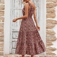 thumbnail image 5 of USSUMA Summer Dresses for Women 2022 Beach Bohemian Floral Tiered Maxi Dress Womens Boho Summer One Shoulder Sleeveless Beach Party Long Sun Dress, 5 of 8