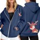 thumbnail image 1 of WILLBEST Sudadera Deportiva para Mujer Ladies' Christmas Printed Zipper Long Sleeved Pocket Adjuststring Casual Hooded Sweatshirt 2281 Mediana, 1 of 8