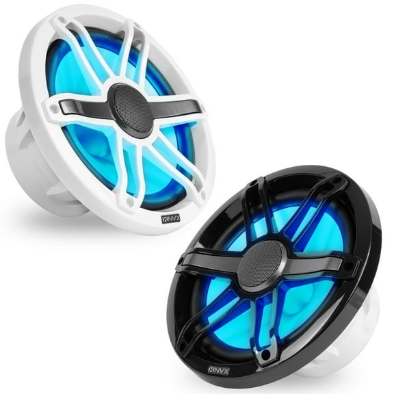 NVX MVSP8 750W 8" V-Series 2-Way Marine Speakers w/ LED Lighting (White and Black Grilles Included)