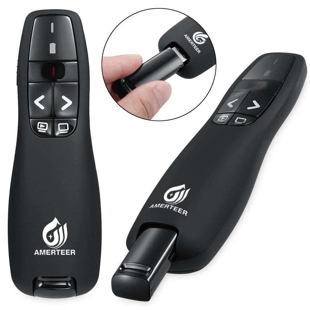 ZETZ Wireless Presenter Remote Control With USB & Laser Pointer For Microsoft Power Point Presentations Powerful & Ergonomic PPT Clicker Easy To Use Excel & Interaction With Crowd