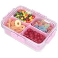 thumbnail image 4 of Coollooc Small Snack Box Container, Divided Serving Tray with Lid, 4 Compartment Snack Box Container for Candy, Fruits, Charcuterie, Travel & Parties, BPA-Free(Pink), 4 of 7