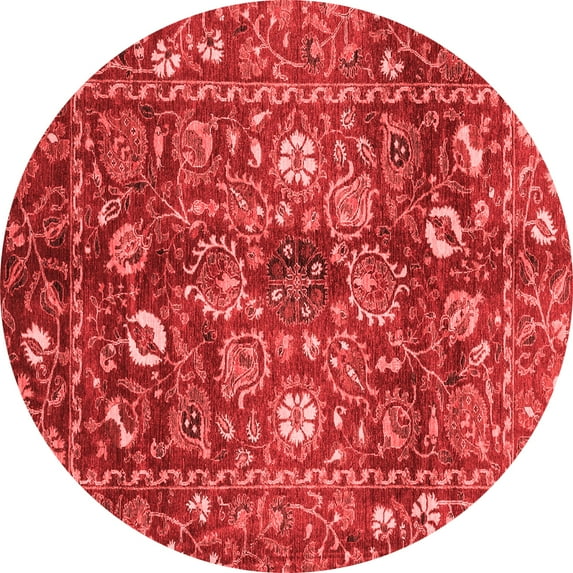 Ahgly Company Indoor Round Oriental Red Traditional Area Rugs, 7' Round