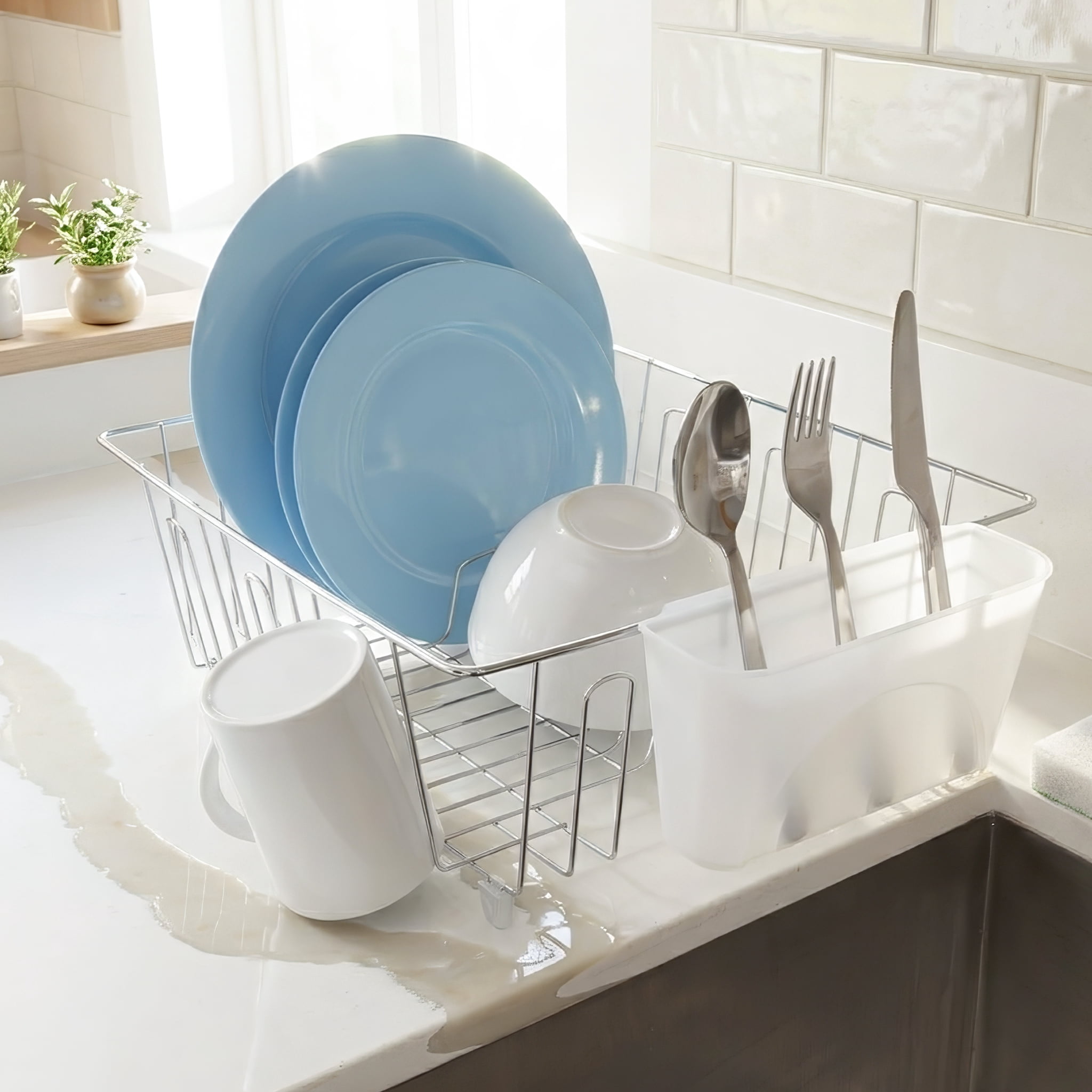 (2 pack) Mainstays Small Wire Dish Rack - Chrome - 14.17" W x 12.64" L x 5.67" H