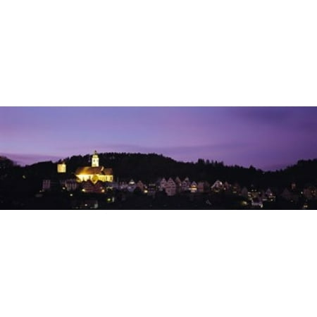 Church lit up at dusk in a town Horb Am Neckar Black Forest Baden-Wurttemberg Germany Poster (Best Black Forest Towns)