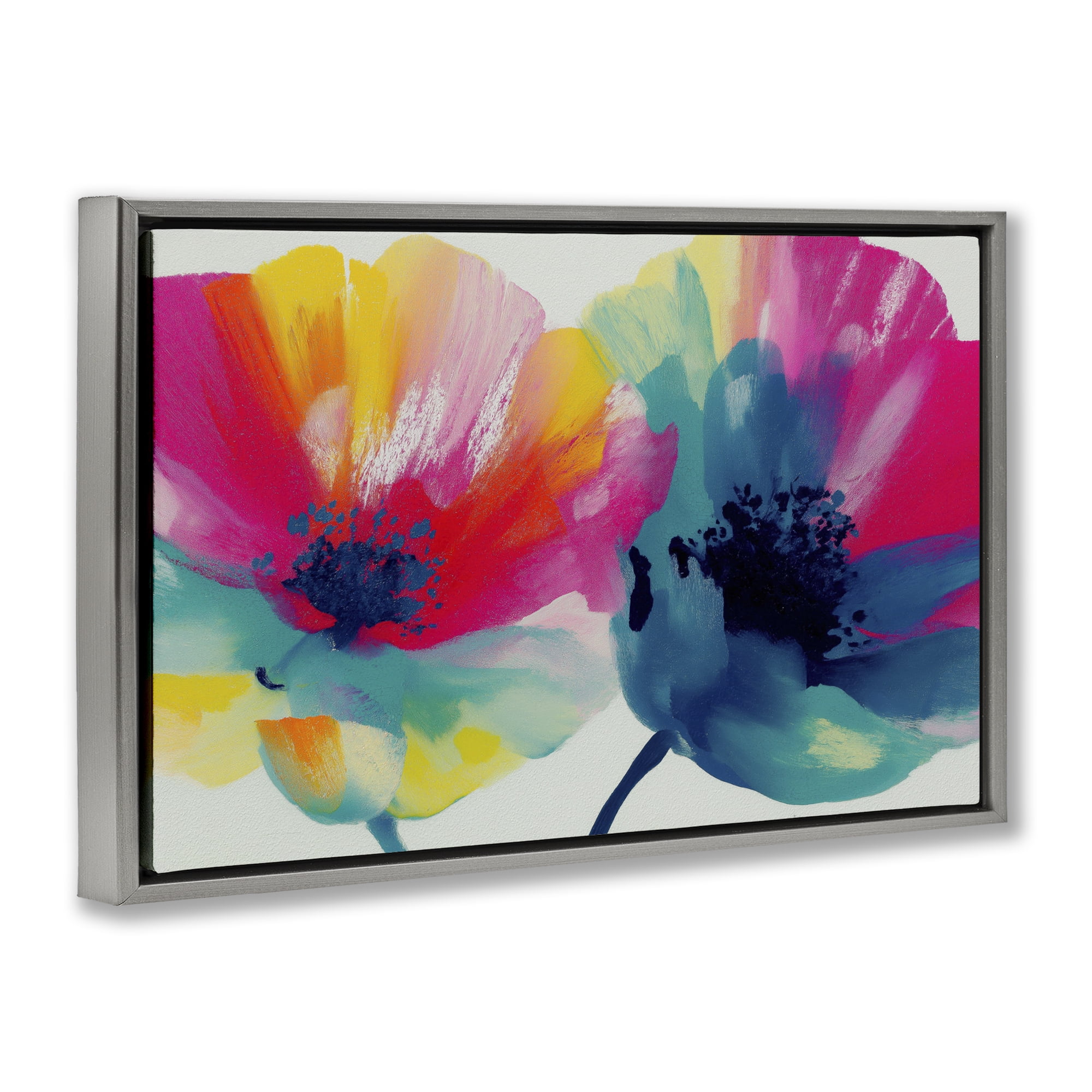 Stupell Industries Two Colorful Poppies Gray Framed Floater Canvas Wall Art, design by Chromatic Storm Studio