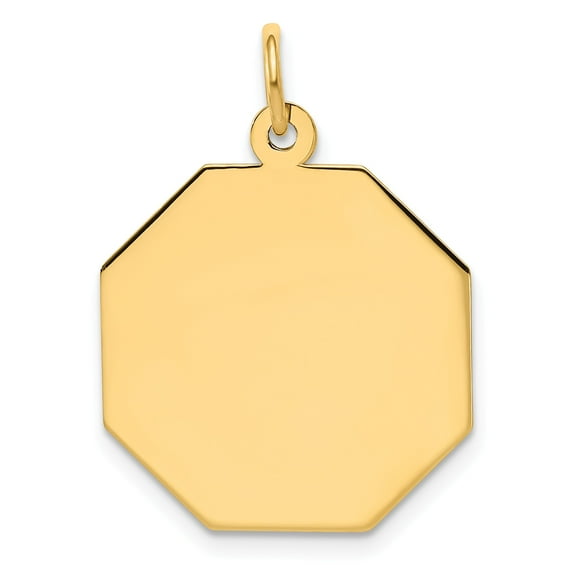 14k Plain .009 Gauge Engravable Octagonal Disc Charm in 14k Yellow Gold