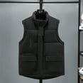 thumbnail image 3 of LSLJS Manteau à Poches pour Femmes Veste Courte Hiver Sans Manches Col Rabattu Fermeture Éclair Uni Manteau d'Extérieur, Gilets d'Extérieur pour Femmes, 3 of 3