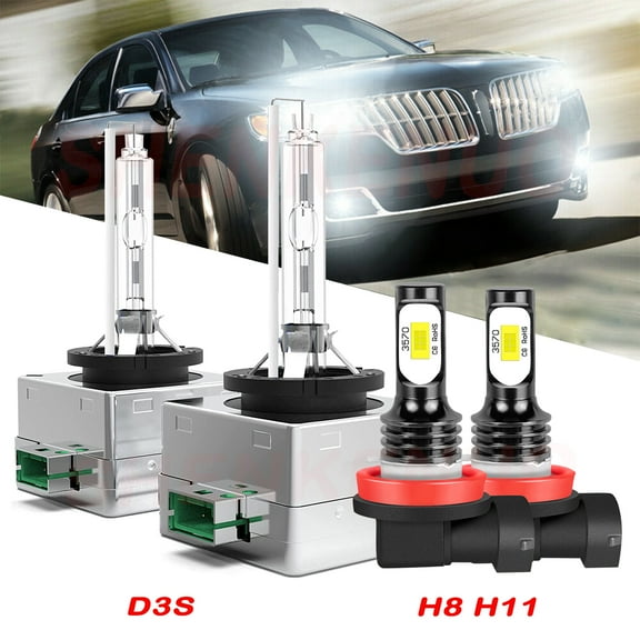 D3S HID Headlight Bulbs for Lincoln MKS 2009 2010 2011 2012 2013 2014 2015 2016 H8 H11 Led Fog Lights 4pcs