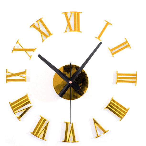 Reloj de pared con espejo acrílico DIY, diseño de números romanos en 3D y pegatinas para decoración del hogar, relojes de pared Sweethay JJ3648-04