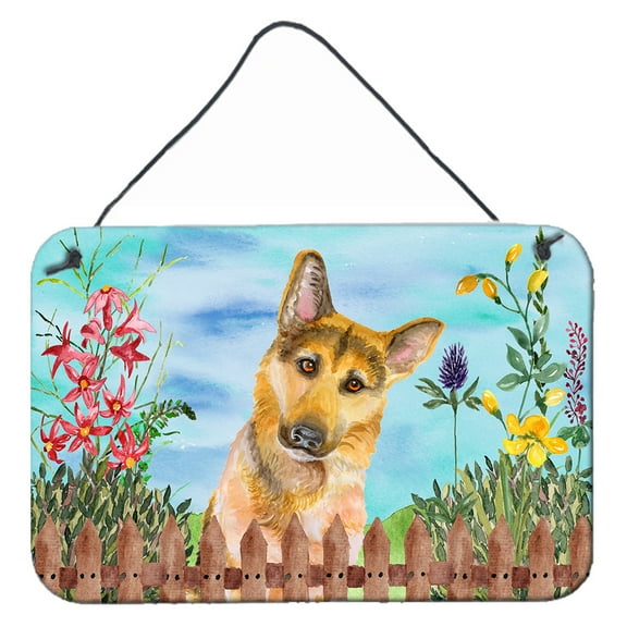 Carolines Treasures CK1273DS812 German Shepherd 2 Spring Wall or Door Hanging Prints  8x12 multicolor