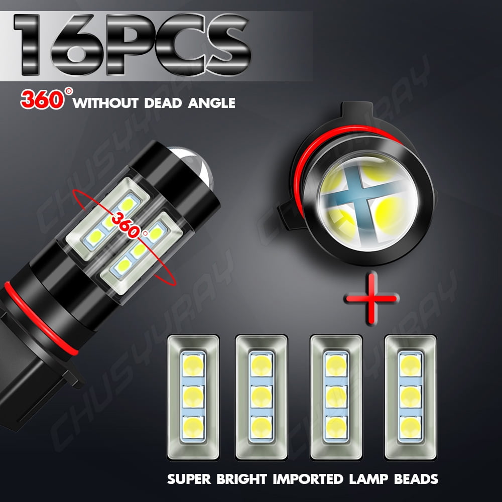 Led Fog Light Bulbs Compatible for Toyota Highlander 2011-2013 6000K White PSX26W