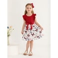 thumbnail image 2 of Toddler Baby Girls Dresses Butterfly Floral Ruffled Princess Seaside Beach Dress Outfits Red 18-24 Months, 2 of 6