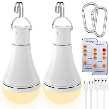 2 Pack Rechargeable Light Bulb Emergency Battery Operated Light Bulbs ...
