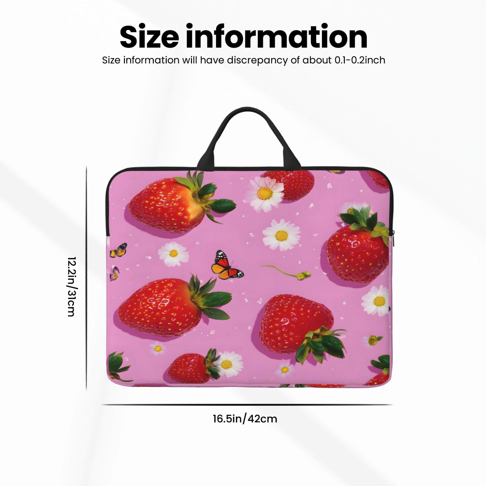 Laptop Sleeve Bag For Women Men 14inch Waterproof Durable Protective Computer Carrying Cover Handle Laptop Case Bag Fresh Strawberrie