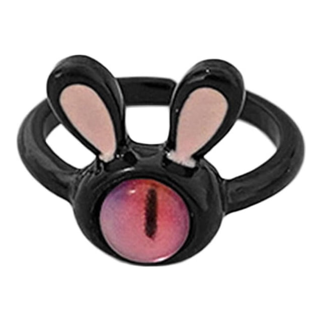 Anillos de aleación ajustables con diseño de dibujos animados de gato punk y ojos místicos de цσ еπ ~θ у>