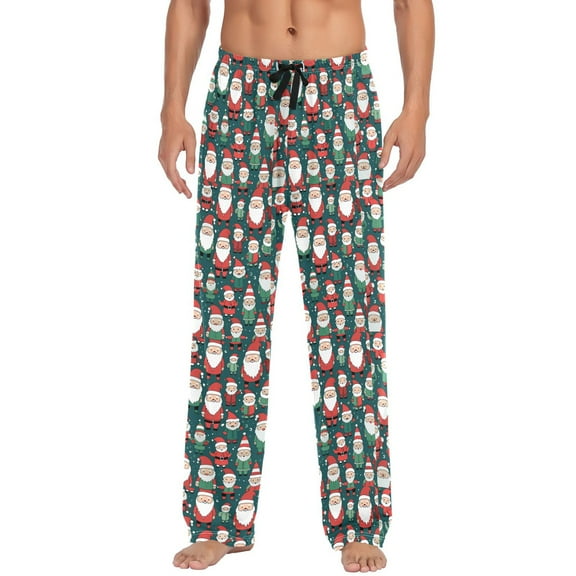 Santa Claus Christmas joogoo Men's Pajama Pants Cotton Long Sleepwear Lounge Pants L