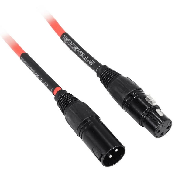 Rockville RCXFM10P-R Red 10' Female to Male REAN XLR Mic/Speaker Cable