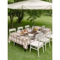 thumbnail image 3 of Brown Easter Outdoor Tablecloth - 60x84 Inch Rectangle Dining Table Cover, Spring Watercolor Bunny Plaid Checkered Waterproof Outdoor Table Cloth with Umbrella Hole & Zipper for Picnic/Patio/Party, 3 of 7