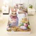 thumbnail image 3 of Erosebridal Colorful Easter Eggs Kids Twin Sheet Sets,Rustic Farm Animal Bunny Multicolor Flowers Bedding For Girls 3 Pieces, 3 of 6