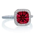 thumbnail image 2 of 1.5 Carat Cushion Cut Classic Ruby and diamond Halo Multistone Engagement Ring on 10k White Gold, 2 of 2