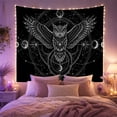 thumbnail image 2 of Owl With Spread Wings Among Moon Phases and Sacred Geometry, Mystical Gothic for Bird Lovers, Nocturnal Wall Art, Halloween Gift, Tapestry Wall Hanging for Bedroom and Study Room, 2 of 6