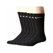 Nike Mens 6 Pack Performance Cotton Crew Band Socks Black Size Large