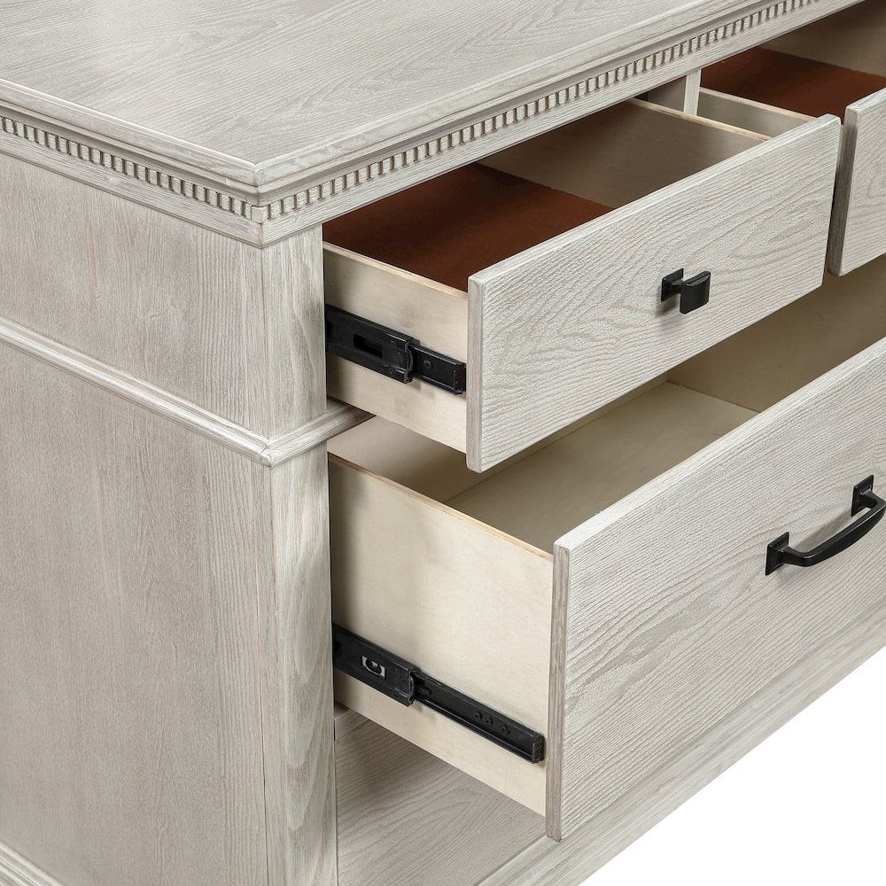 New Classic Furniture Silver Sands Wood 7-Drawer Dresser in Gray