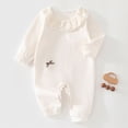 thumbnail image 2 of CAUYDY Newborn Going Home Outfit Toddler Sleepers for Baby Girl Long Sleeve Romper 6 9 12 18 Months Preemie Infant Girls Clothing Fall Winter Sizes 6-9 Months,Beige, 2 of 7