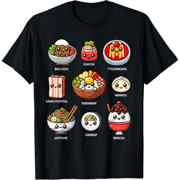 t-shirt Cute Korean Food Bulgogi Bibimbap Korea Lover Kawaii T-Shirt mens,black,women,funny,journey,Crew Neck, Short Sleeve,custom clothing patterns.gift