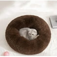 thumbnail image 4 of BODISEINT Modern Soft Plush Round Pet Bed for Cats or Small Dogs, Mini Medium Sized Dog Cat Bed Self Warming Autumn Winter Indoor Snooze Sleeping Cozy Kitty Teddy Kennel (M(23.6”Dx7.9 H), Chocolate), 4 of 6