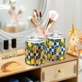 thumbnail image 3 of Yayeee 2 Pack Qtip Holder Bathroom Cotton Swab Canister with Lid Clear Dispenser Set, Lemon Checkered, 3 of 6