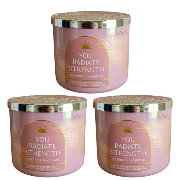 Bath and Body Works Candle - (3 Pack) You Radiate Strength Sunshine & Daydreams Scented Candle with Natural Essential Oils (14.5 Oz / 411 g)