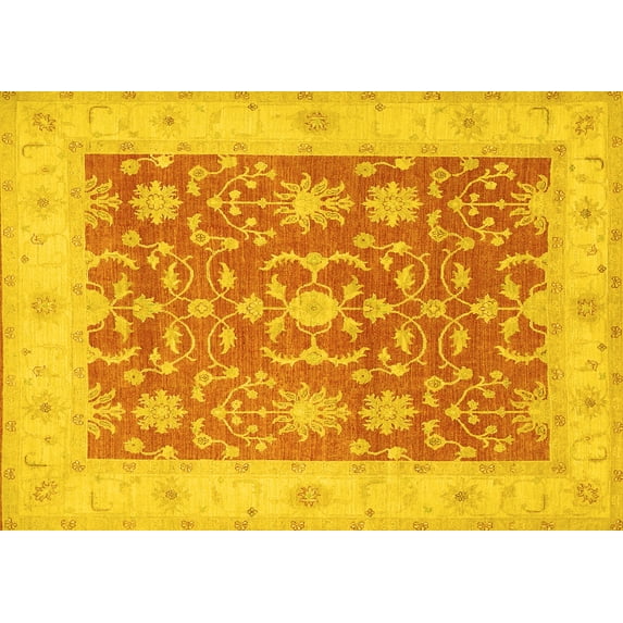 Ahgly Company Indoor Rectangle Oriental Yellow Traditional Area Rugs, 6' x 9'