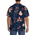 thumbnail image 5 of Vsdgher Autumn Leaves With Blue Print Men's Wrinkle Free Untucked Cuban Shirt Business Casual Button Down Shirts Short Sleeve Shirt, 5 of 7