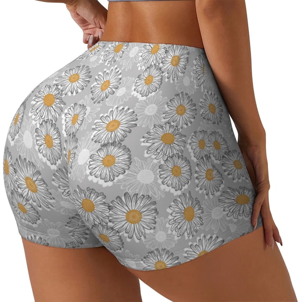 Balery Daisies Flowers Pantalones cortos de entrenamiento estampados para mujer, sin costuras, ajustados, para gimnasio, yoga, correr, deportes, ejercicio activo, fitness.-Small
