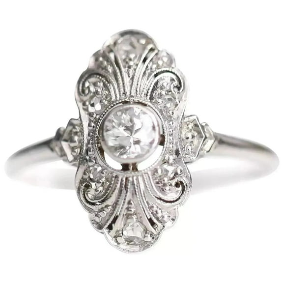 Antique Dinner Ring, Vintage Cluster Diamond Ring, Art Deco Diamond Wedding Anniversary Ring, Milgrain Bezel Set Diamond Ring, 925 Sterling Silver, 2.2 Ct Simulated Diamond, Gift Ring For Grandmother