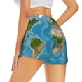 thumbnail image 2 of Uemuo Earth View World Map Pattern Women's Athletic Shorts High Waisted Running Shorts with Liner Pockets Gym Elastic Workout Shorts-X-Large, 2 of 9