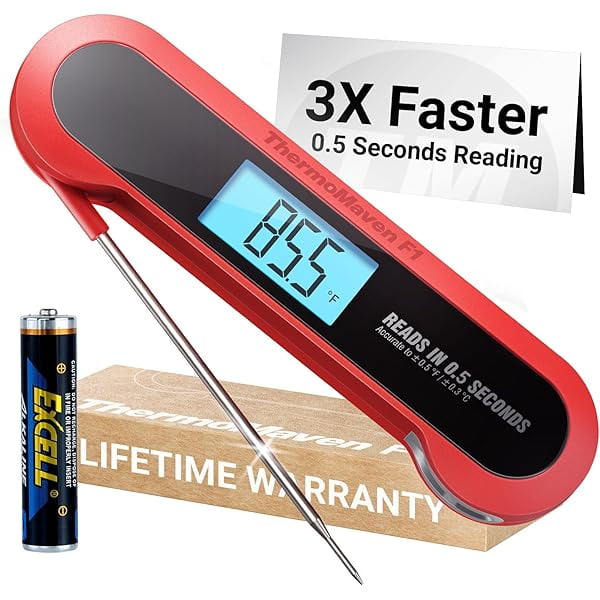 Professional 3X Faster 0.5sec Instant Read Meat Thermometer Digital, High Accuracy ±0.5°F, IP67 Waterproof, Auto Wake/Sleep & Rotate Display, NSF & NIST Certified, Backlight Fry Oil Candy Thermometer