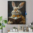 thumbnail image 4 of Qisvanset 12x16 Inch Vintage Reading Bunny Canvas Wall Art, Whimsical Rabbit Farmhouse Living Room Decor, 4 of 8