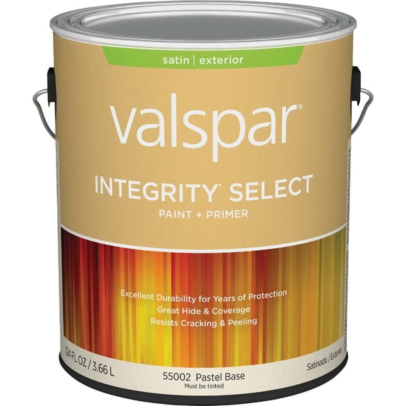 Valspar 028.0055002.007 Integrity Select Satin Paint & Primer Exterior Paint, Pastel Base, 1 Gal.