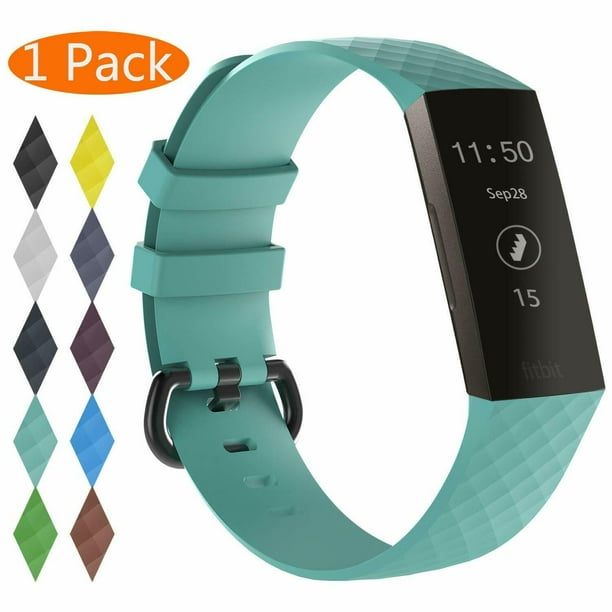 Myriann - For Fitbit Charge 3 Watch Band Replacement Silicone Diamond Bracelet Wrist Strap