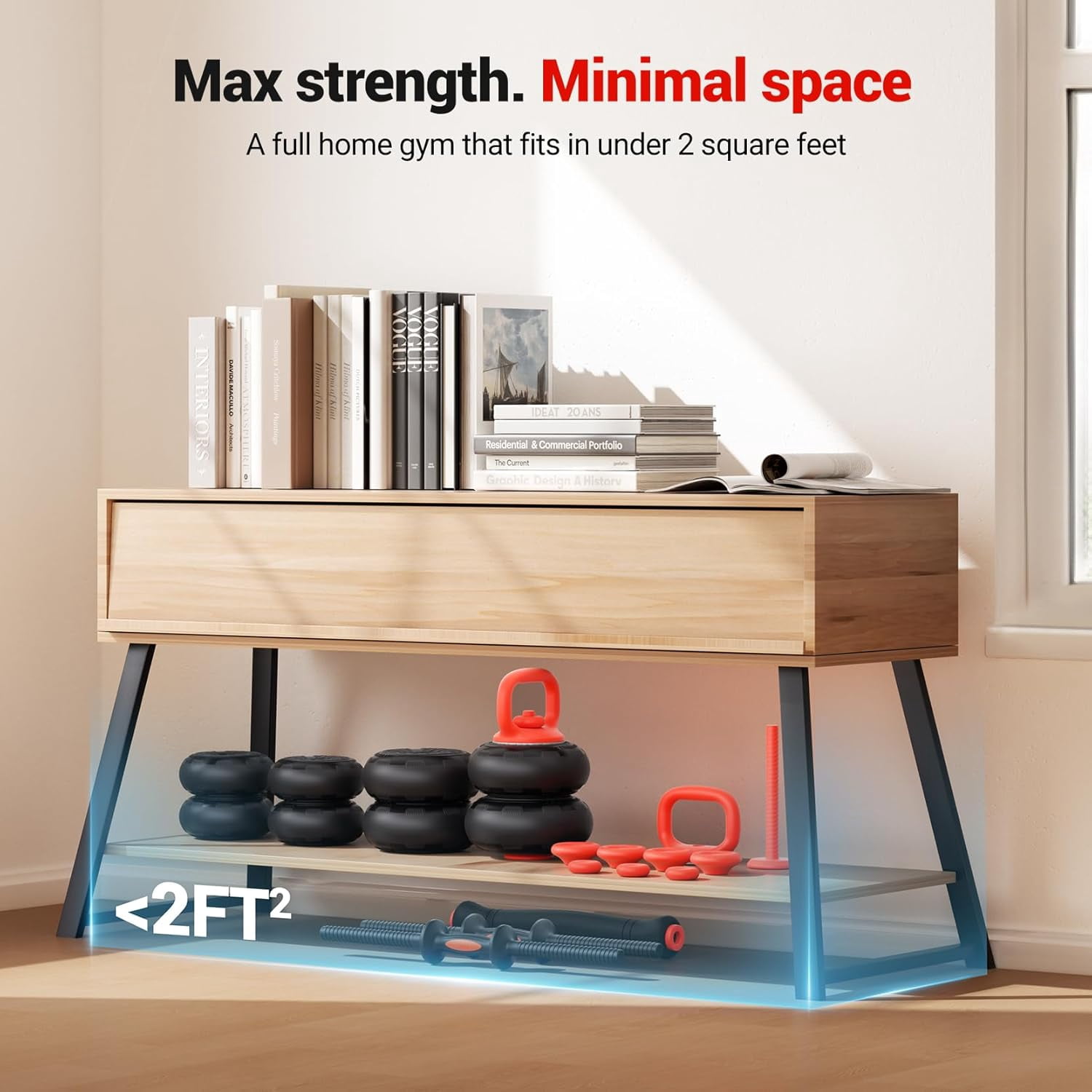 Yoleo 5-in-1 Adjustable Dumbbell Set with Silent Anti-Collision Plates, Connector Bar & Push-up Stand for Home Gym